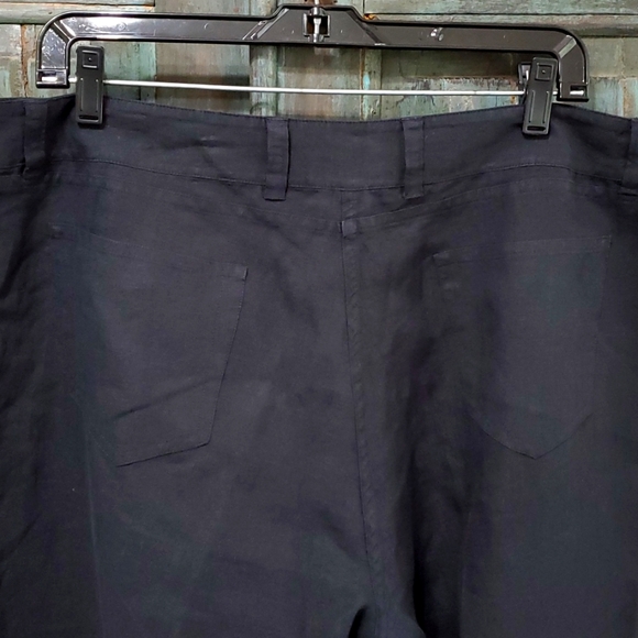 Eileen Fisher Women's Wide Leg Cotton/Linen Capri Pants in Black, Size Large - Picture 3 of 7